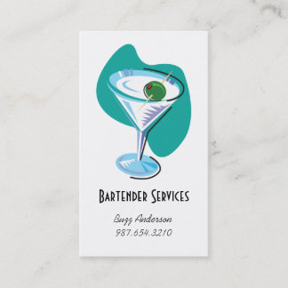 Carte De Visite barman martini glass_teal