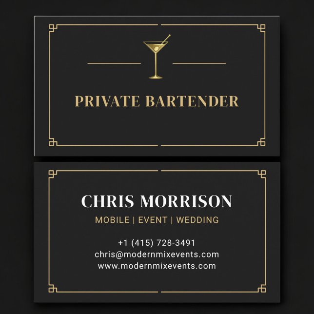 Carte De Visite Barman Privé Professionnel (Créateur téléchargé)