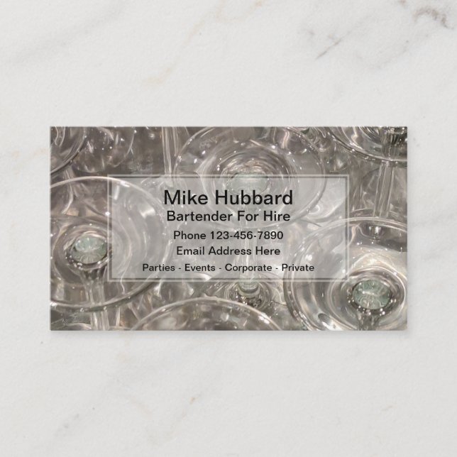 Carte De Visite Barman professionnel à louer (Devant)