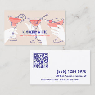 Carte De Visite Barman professionnel QR