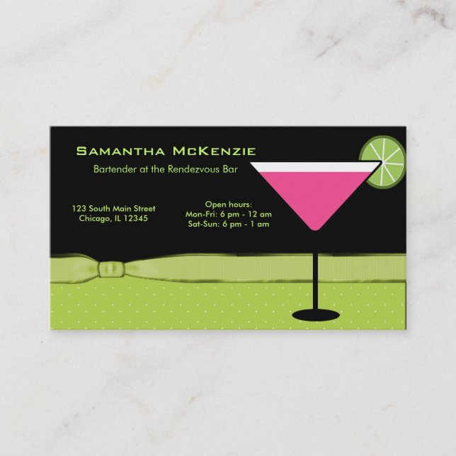 Carte De Visite Barman/propriétaire de bar (Devant)
