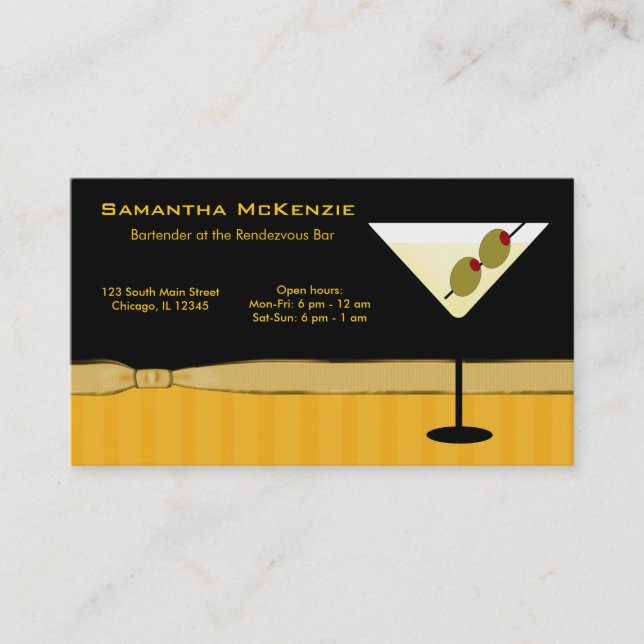 Carte De Visite Barman/propriétaire de bar (Devant)