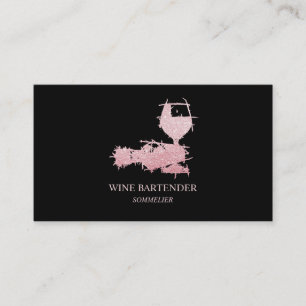 Carte De Visite Barman Sommelier de Vin Or Rose