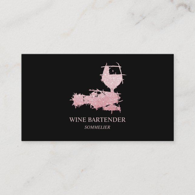 Carte De Visite Barman Sommelier de Vin Or Rose (Devant)
