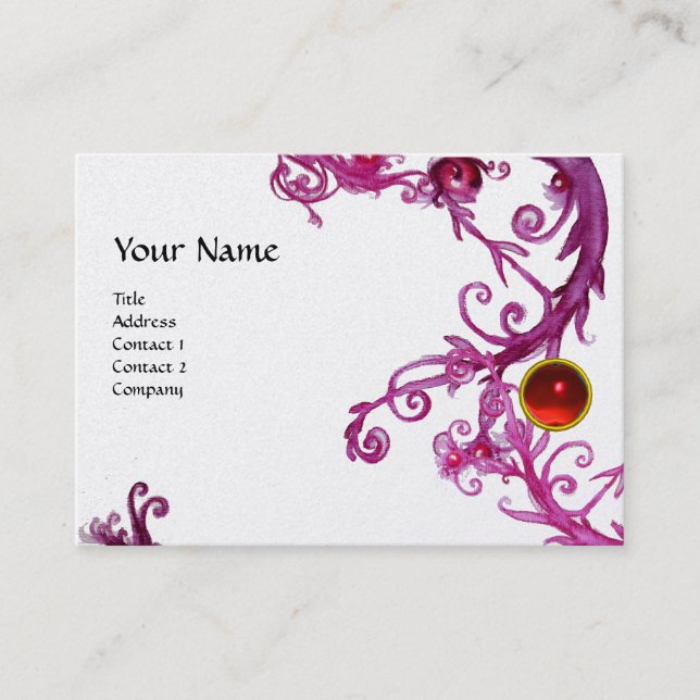 Carte De Visite BAROQUE FLORENTINE MONOGRAM GEM or rouge (Devant)