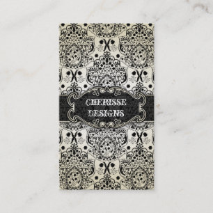 Carte de visite baroque noir oriental de damassé
