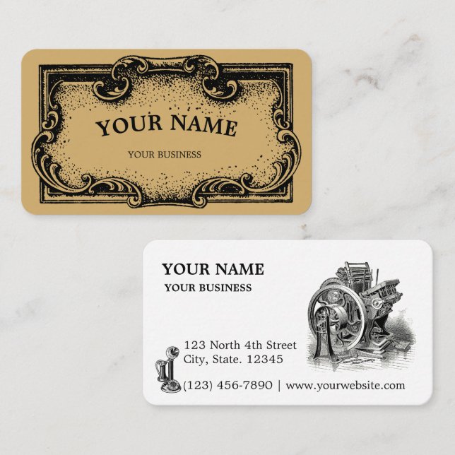 Carte De Visite Baroque Rococo Style Cartouche Steampunk Template (Devant / Derrière)