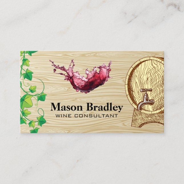 Carte De Visite Barre à vin | Vignes | Splash Vino (Devant)