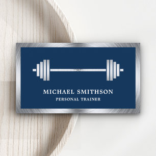 Carte De Visite Barre de musculation en acier bleu marine Entraîne