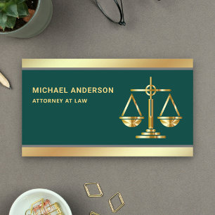 Carte De Visite Barre d'échelle Dark Green Gold Justice Avocat