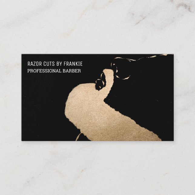 Carte De Visite Barre d'illustration moderne Artsy Gold Black Bear (Devant)