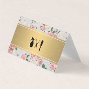 Carte De Visite Barre d'or Rendez-vous en cuir Modèle floral