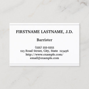 Carte de visite Barrister minimal et à faible clé