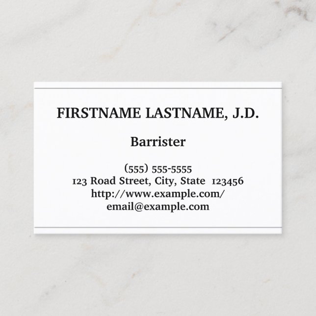 Carte de visite Barrister minimal et à faible clé (Devant)