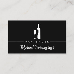 Carte De Visite Bartender Bar Club Noir