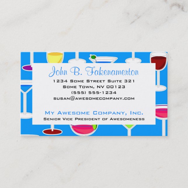 Carte De Visite Bartender / Boissons alcoolisées Thème - Bleu (Devant)