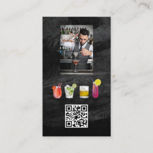 Carte De Visite Bartender Mixage de boissons   Code QR