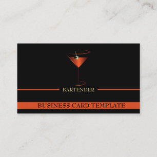 Carte De Visite Bartender Modèle Red Martini Logo Bartender