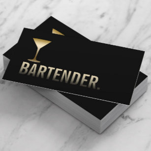 Carte De Visite Bartender Modern Gold Wine Bar Minimaliste
