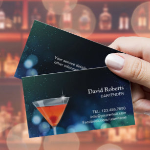Carte De Visite Bartender Nightclub Cocktail Bar Moderne
