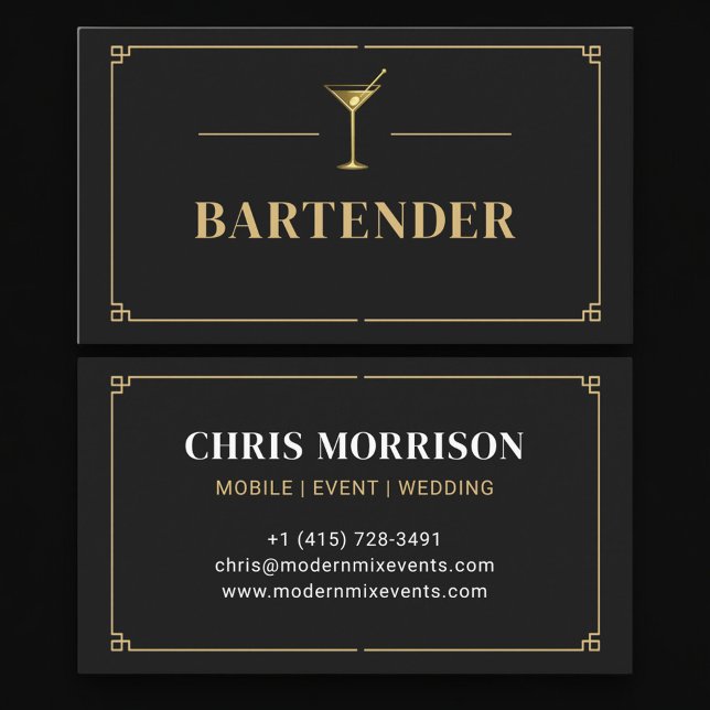 Carte De Visite Bartender Professional (Créateur téléchargé)
