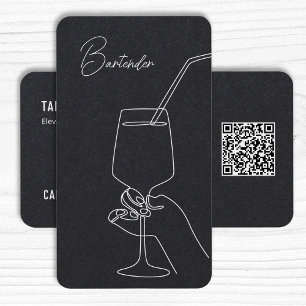 Carte De Visite Bartender professionnel personnalisé QR