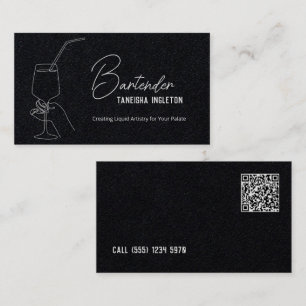 Carte De Visite Bartender professionnel personnalisé QR Premium