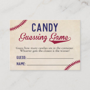 Carte De Visite Baseball Thème Baby shower Candy Guider Jeu