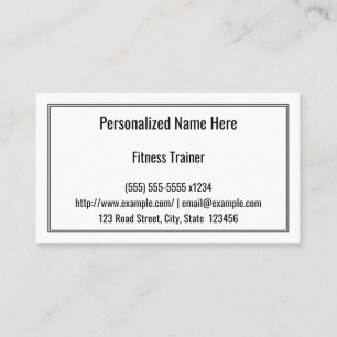 Carte De Visite Basic and Simple Fitness Trainer Business Card