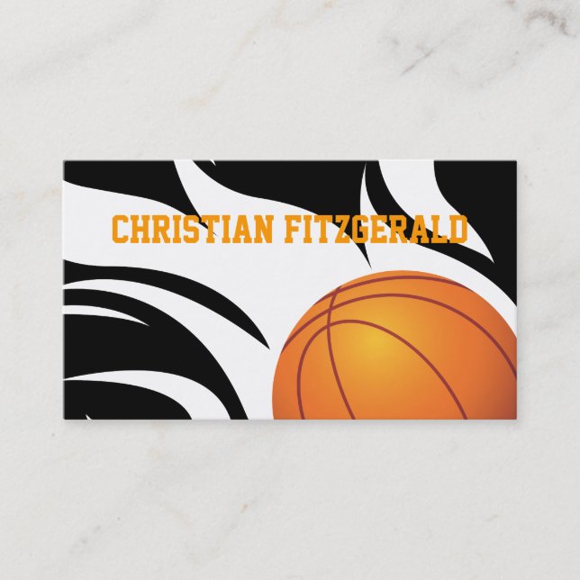 Carte De Visite Basket-ball flamboyant noir et blanc (Devant)