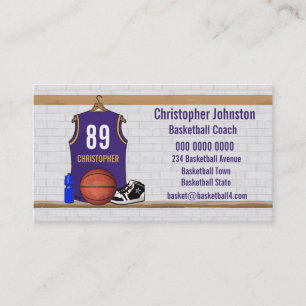 Carte De Visite Basket-ball personnalisé Jersey de pourpre et d'o