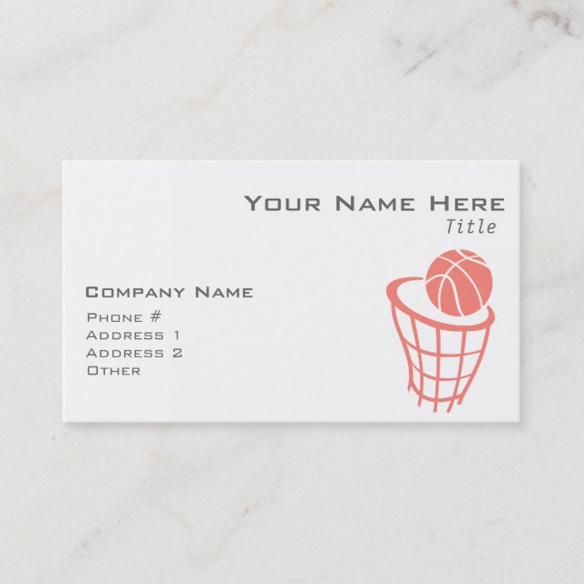Carte De Visite Basket-ball rose corail (Devant)