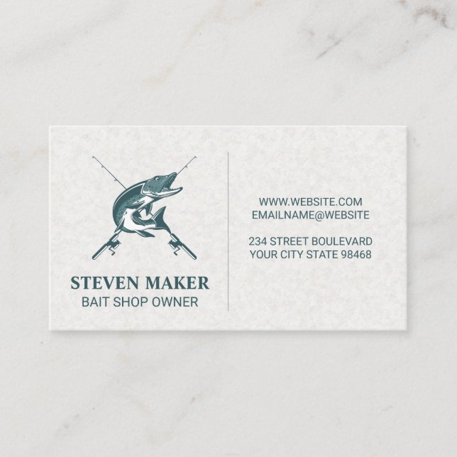 Carte De Visite Bass Fish Logo et Poteaux de pêche (Devant)