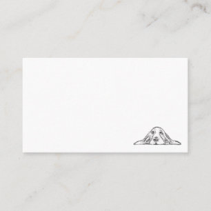 Carte De Visite basset hound noir blanc yeux de chiot simple 
