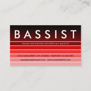 Carte De Visite BASSISTE à nuance rouge