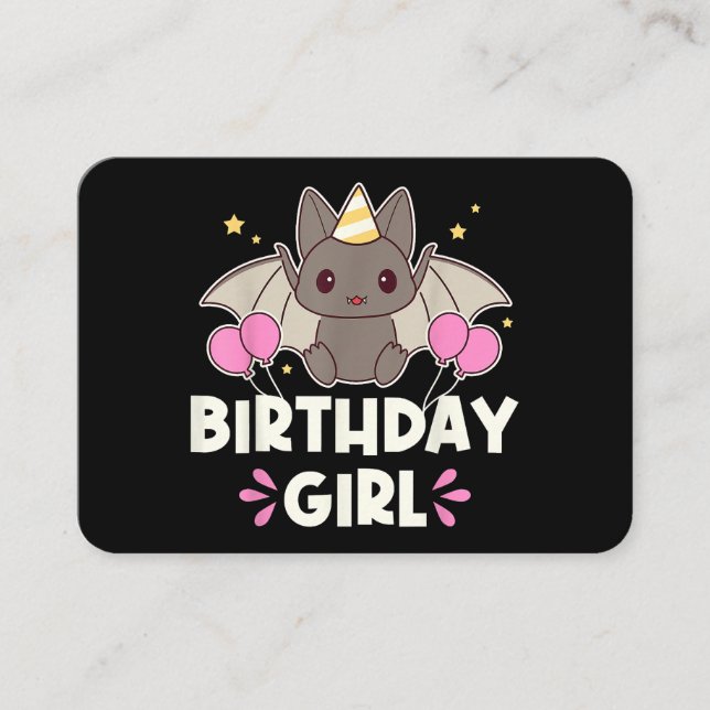 Carte De Visite Bat-chat fille d'anniversaire mignonne (Devant)