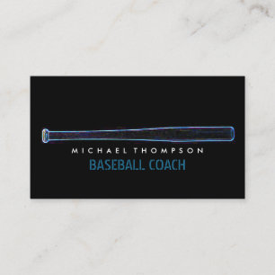 Carte De Visite Bat De Baseball Blue Neon, Joueur De Baseball, Bus