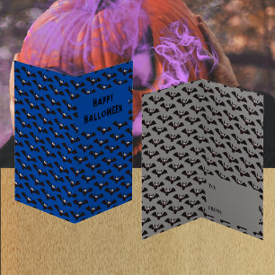Carte De Visite Bat Motif Halloween Blue Classroom Exchange Card