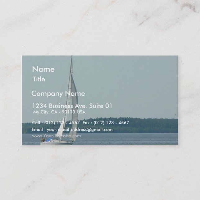 Carte De Visite Bateau à voile sur l'eau (Devant)