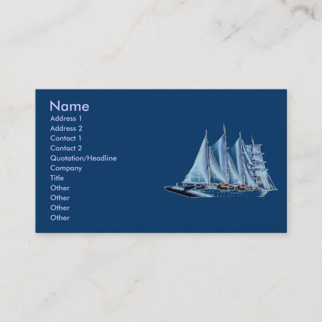 Carte De Visite Bateau bleu (Devant)