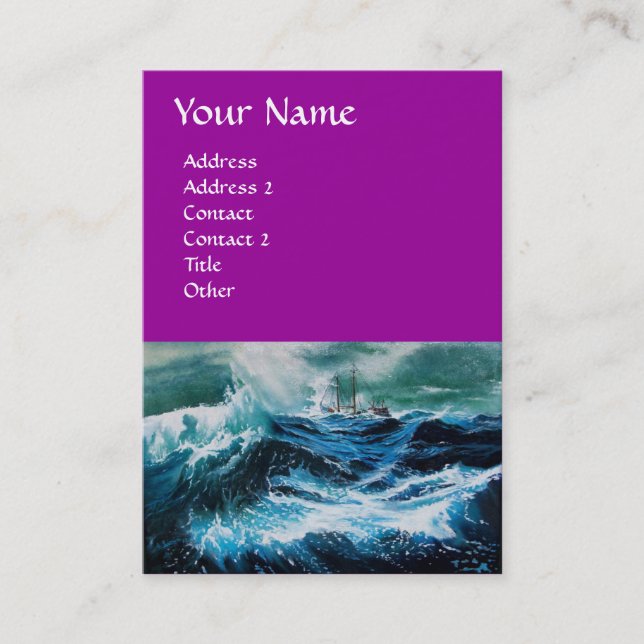 Carte De Visite Bateau dans la mer dans la tempête (Devant)