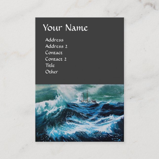 Carte De Visite Bateau dans la mer dans la tempête (Devant)