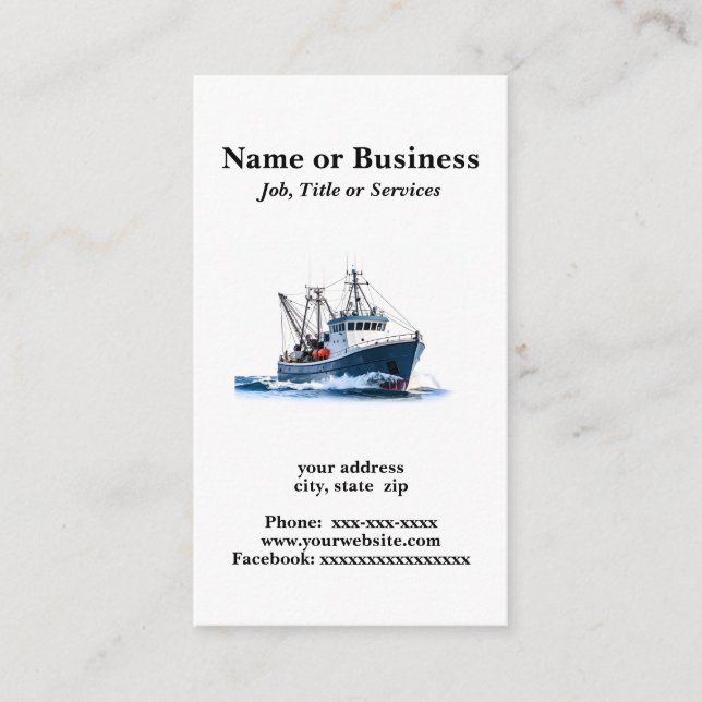 Carte De Visite Bateau de pêche en haute mer (Devant)