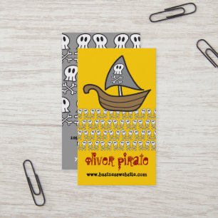 Carte De Visite Bateau de pirate de dessin animé crânes os amusant