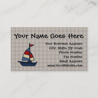 Carte De Visite Bateau nautique personnalisé Bleu/Tan Boy's