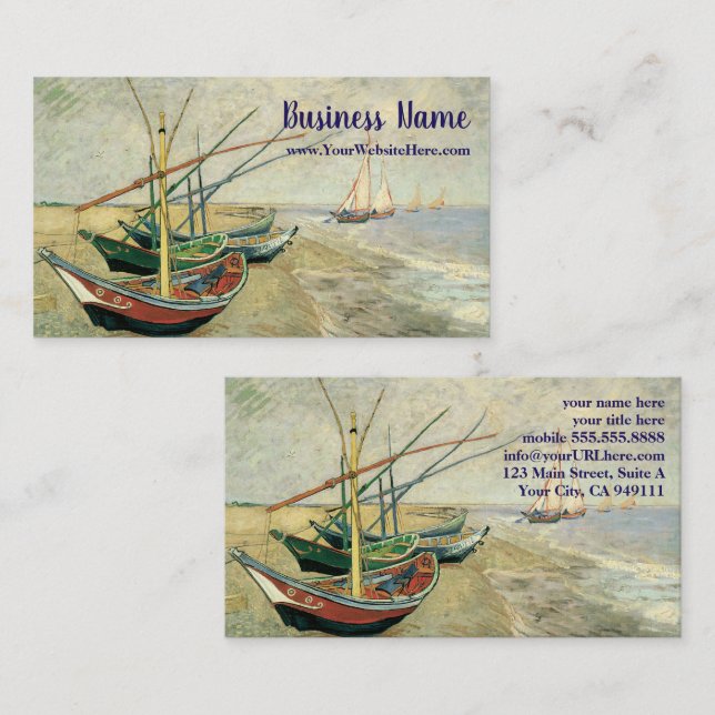Carte De Visite Bateaux de pêche sur la plage par Vincent van Gogh (Devant / Derrière)