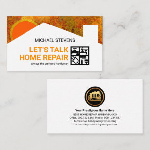 Carte De Visite Bâtiment coloré Silhouette Handyman Outils Fenêtre