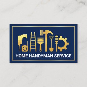 Carte De Visite Bâtiment de cadre Or Couche Bleue