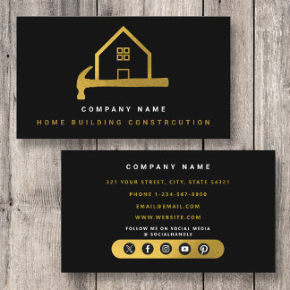 Carte De Visite Bâtiment résidentiel Black Gold Hammer