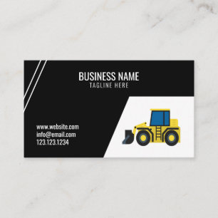 Carte De Visite Bâtiment simple de Tracteur de construction noire